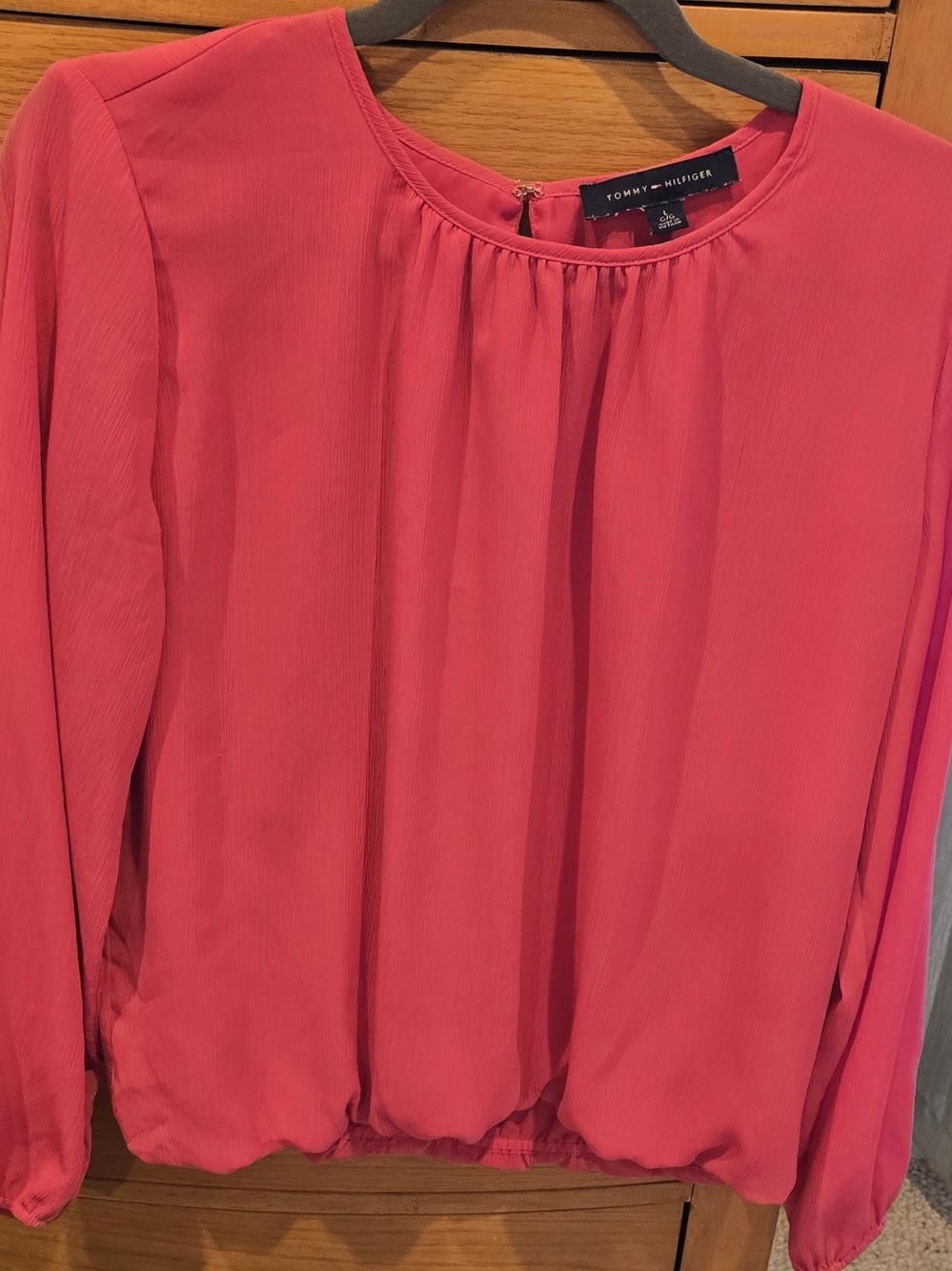 Tommy Hilfiger Coral Pink Long Sleeve Blouse, Women's L